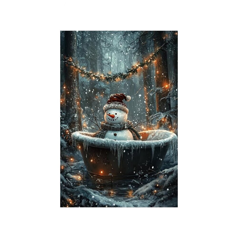 Winter Snowy Scene Landscape Unframed Canvas Wall Art  24" X 36"